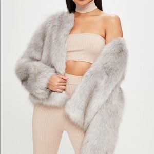 Size US 2 Carli Bybel Silver Fox Faux Fur Jacket